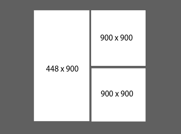 Định dạng 1 hình chữ nhật đứng, 2 hình vuông 
